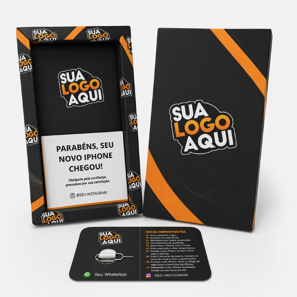 Caixas Personalizadas Para Iphones - Telefone Celular / 50 Caixas + 50 Chaves de chip