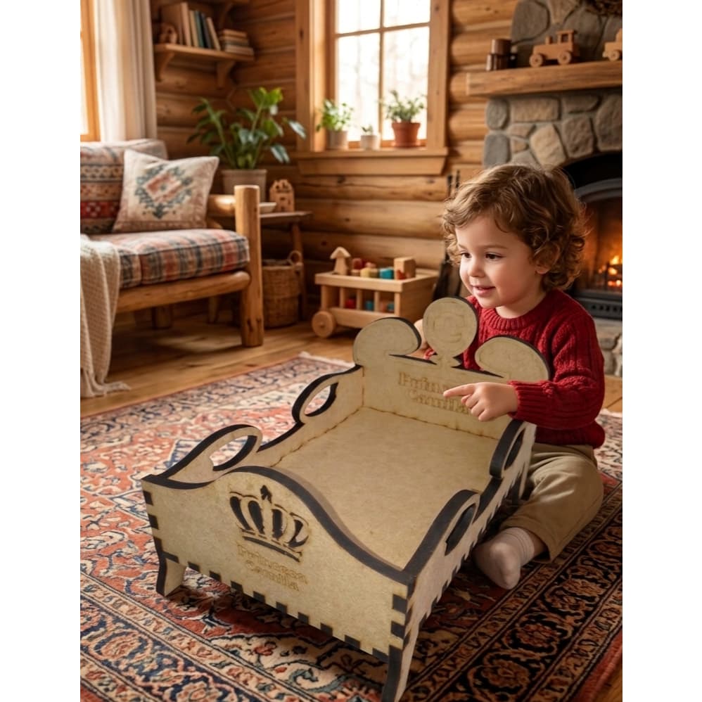 Caminha em MDF 6mm para Bonecas e Decoração | Mini Cama Infantil