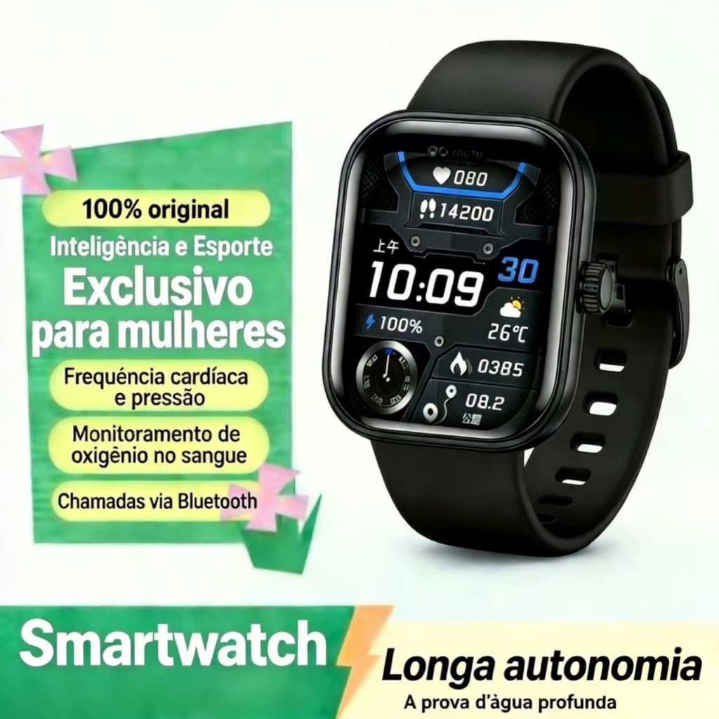 Smartwatch HI10 AMOLED 1.75" | Chamadas, Notificações, Monitor Sono & Saúde | IP67, 7 Dias, Unissex Para Ele e Ela