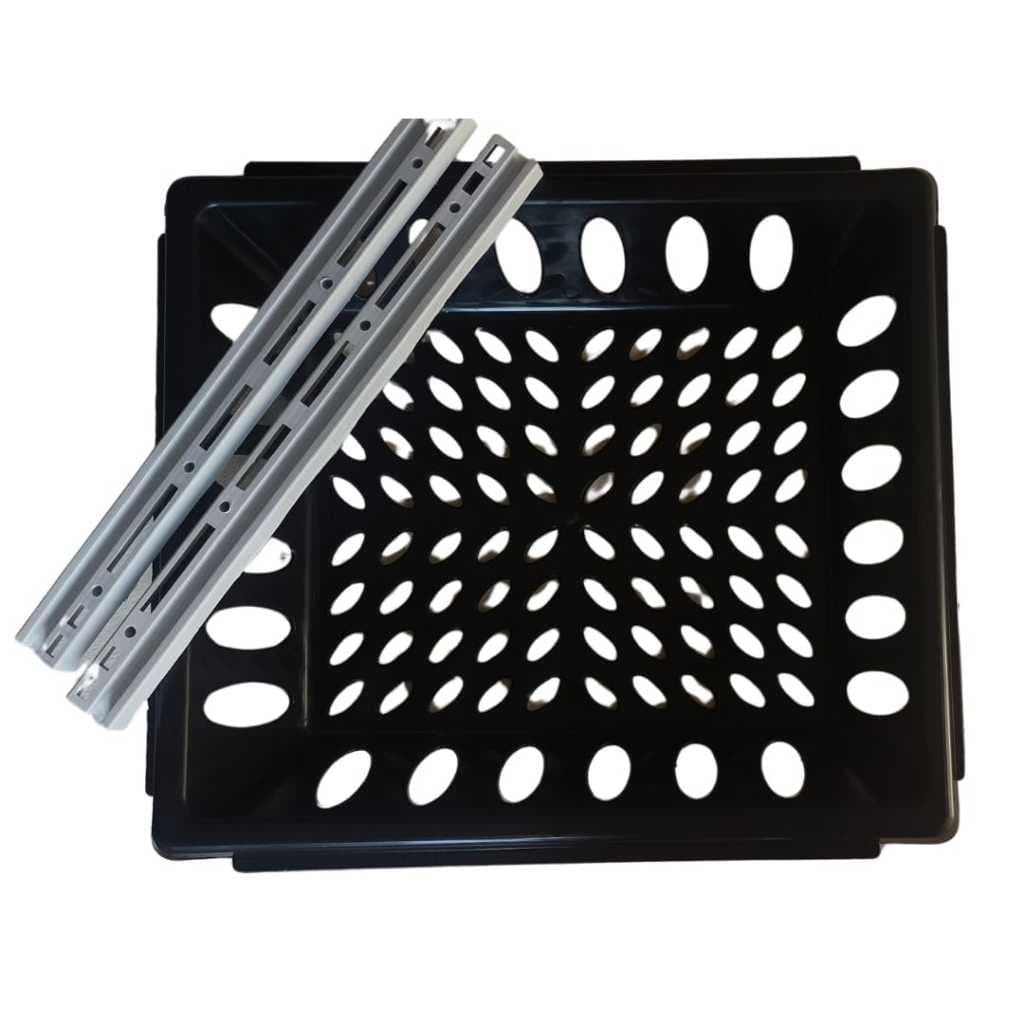 Cesta Plástica para Fruteira - 1 unidade + Par Corrediça Plástica Trilho PVC