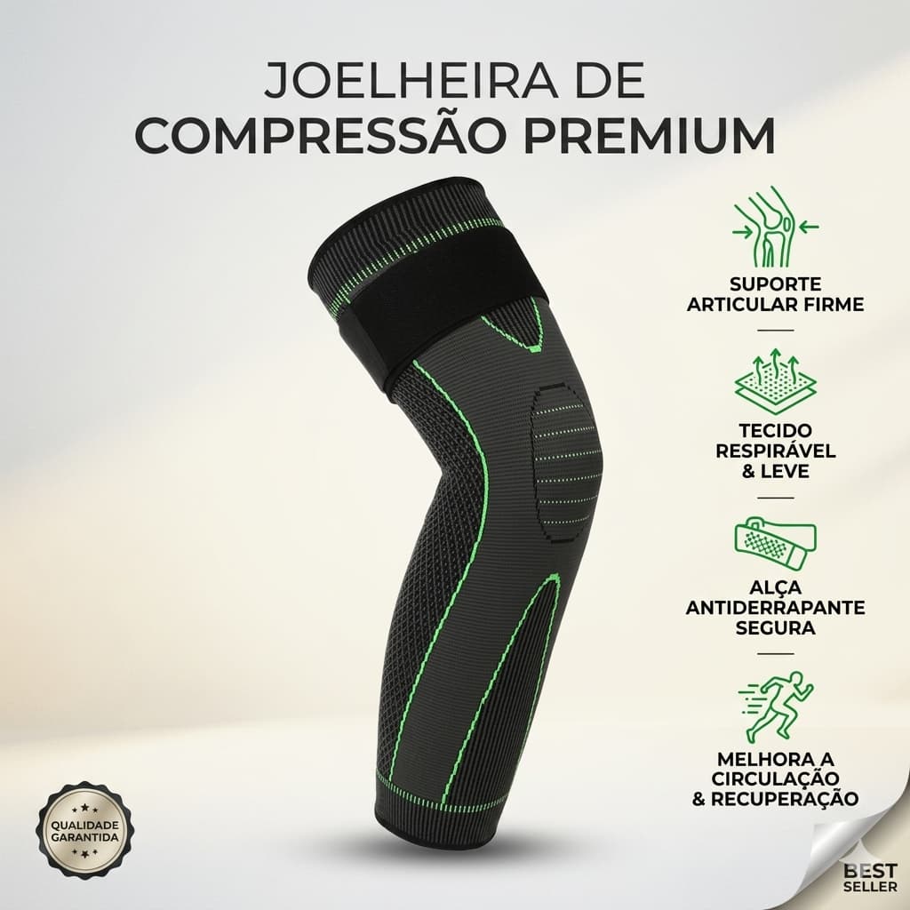 Joelheira De Compressão Longa Tensor Ortopédica Esporte Academia Crossfit Alívio Dor Articulação