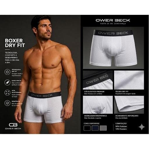 Kit 5 Dry fit Cuecas Boxer Cueca Furadinha com Forro Algodão