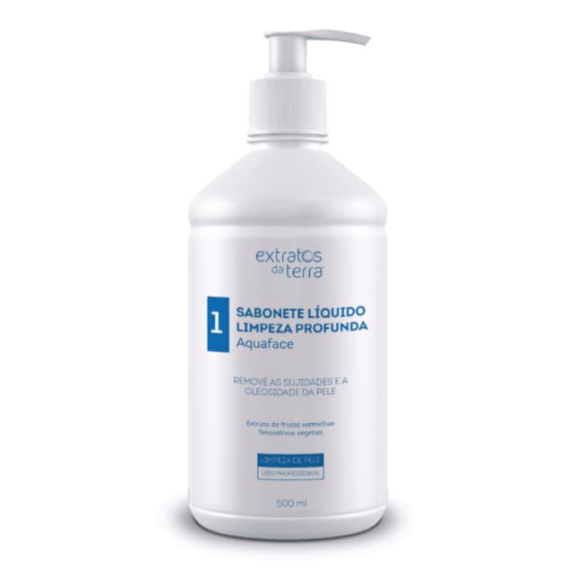Sabonete Liquido Limpeza Profunda Todos os Tipos de Pele 500ml Aquaface - Extratos da Terra