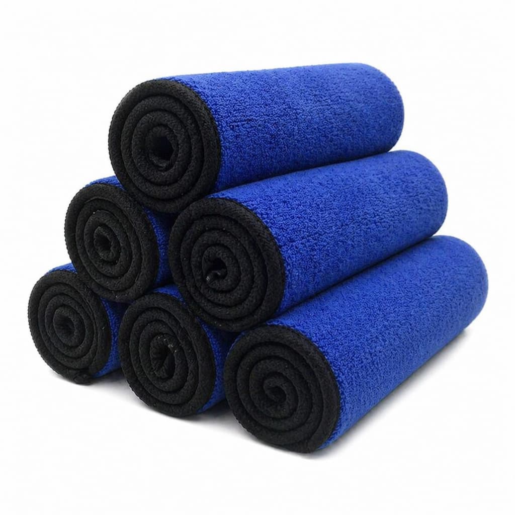 Kit com 6 Pano Microfibra Azul Alta Qualidade Para Limpeza Automotiva e Doméstica