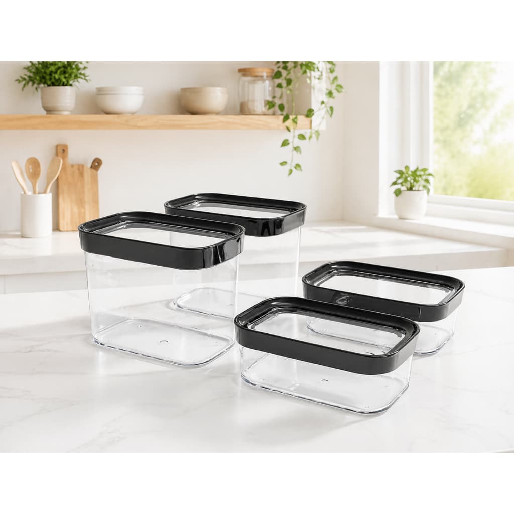 Conjunto com 4 Potes Herméticos para Mantimentos ou Cereais