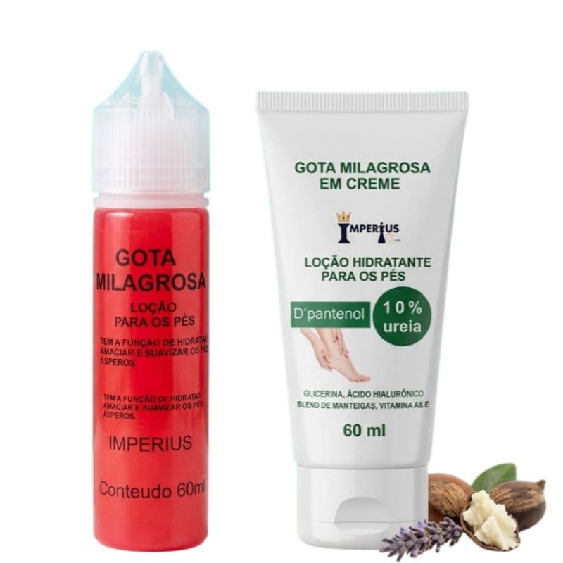 kit Gota Milagrosa+ Gota Milagrosa em Creme, fim dos pés ressecados 60 ml cada