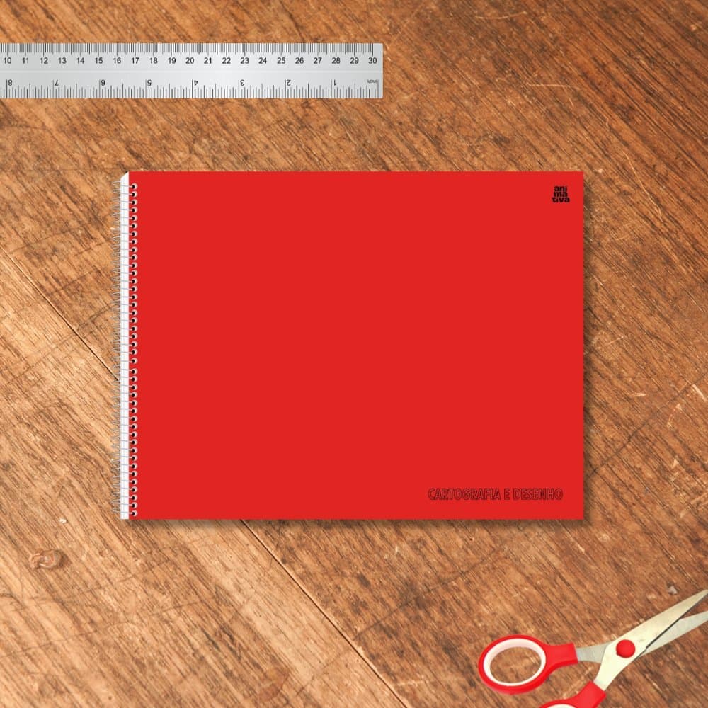 📒 Caderno de Cartografia e Desenho Capa Lisa Vermelho – Ideal para Desenhos e Trabalhos Escolares