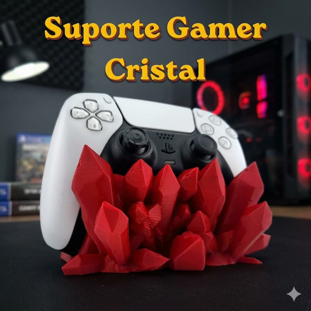 Suporte Gamer Cristal para Controle PS5 DualSense | Base Decorativa 3D.