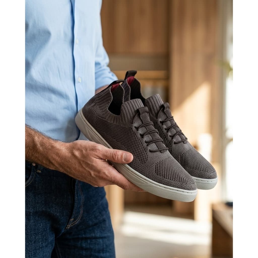 Tenis Sapatenis Masculino Confortável Palmilha em Gel Cabedal Respiravel e Leve + Pulseira de Brinde