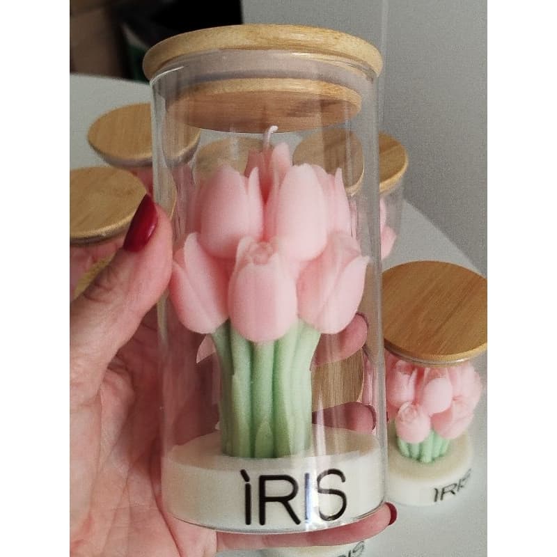 Lembrancinha vela aromática tulipa no vidro 350g com tampa🌷