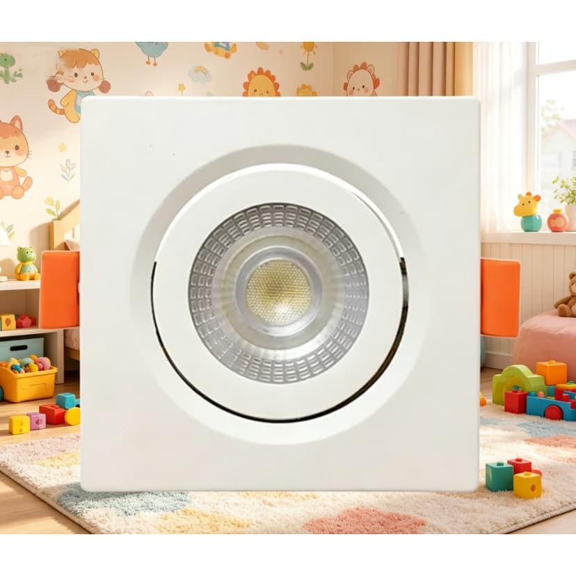 7W 4000K Spot LED Quadrado Embutir Bivolt Branco Neutro Linha Apollo PVC Ajustável