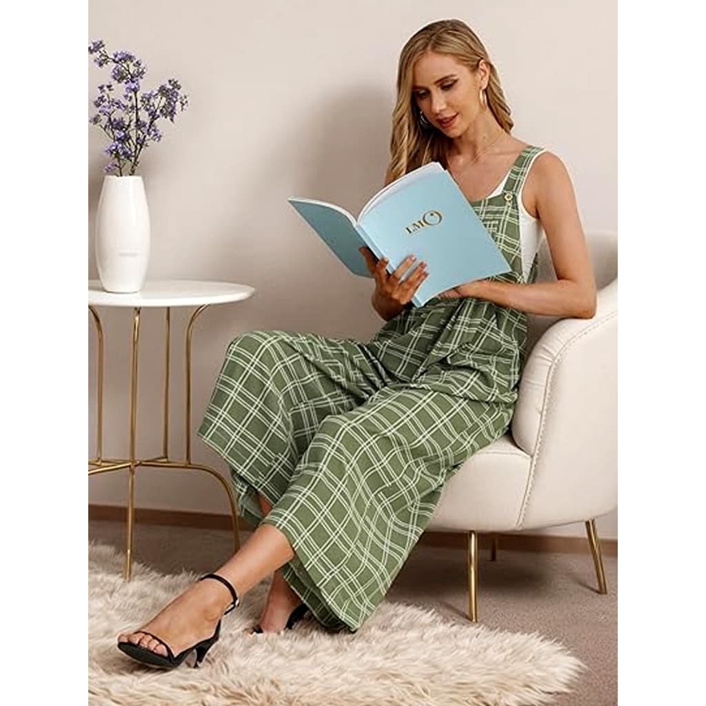 Macacão Solto Comprido Feminino Pantalona Estampado Macacão Solto Feminino Elegante Casual De Uma Peça Sem Mangas