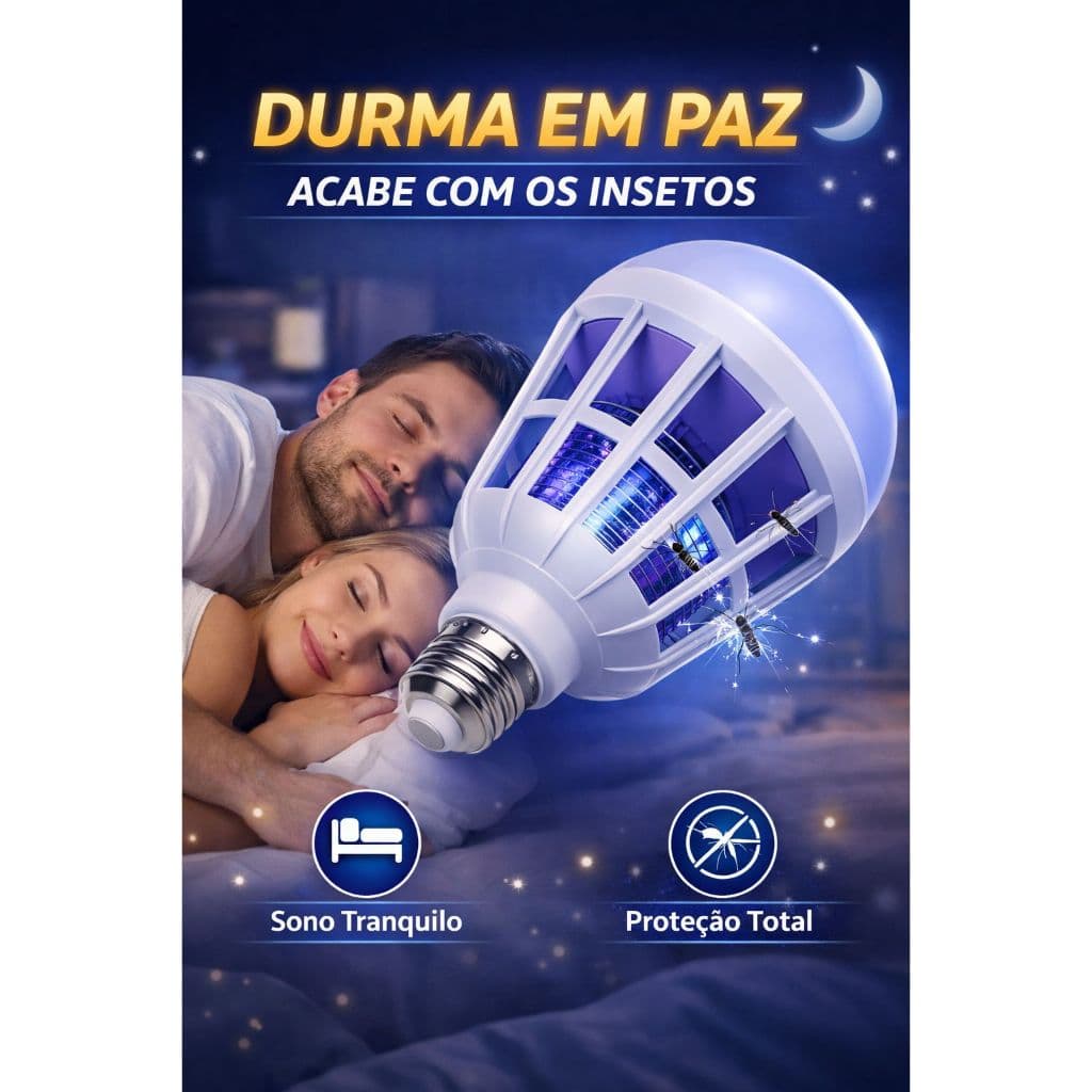 Lâmpada LED Mata Mosquito 15W 110V – Iluminação e Proteção Sem Produtos Químicos