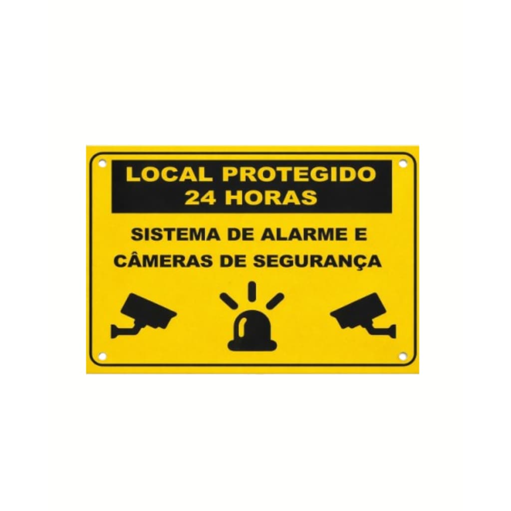 Placa Aviso Monitoramento 24 Horas Alarme E Câmeras Alumínio