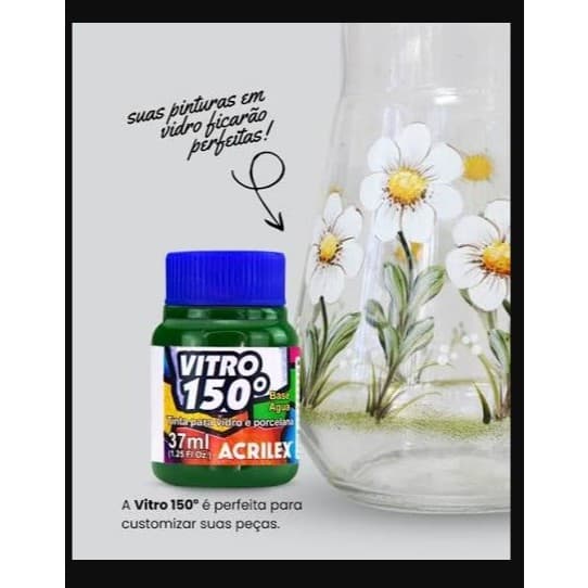 Tinta Vitro 150° para Vidro Cerâmica Porcelana e Faianças Cores 37ml Acrilex