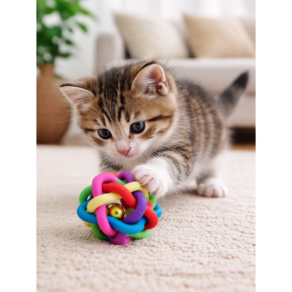 Bolinha Trançada Guizo Sininho Brinquedo Gato Cão Bola Pet