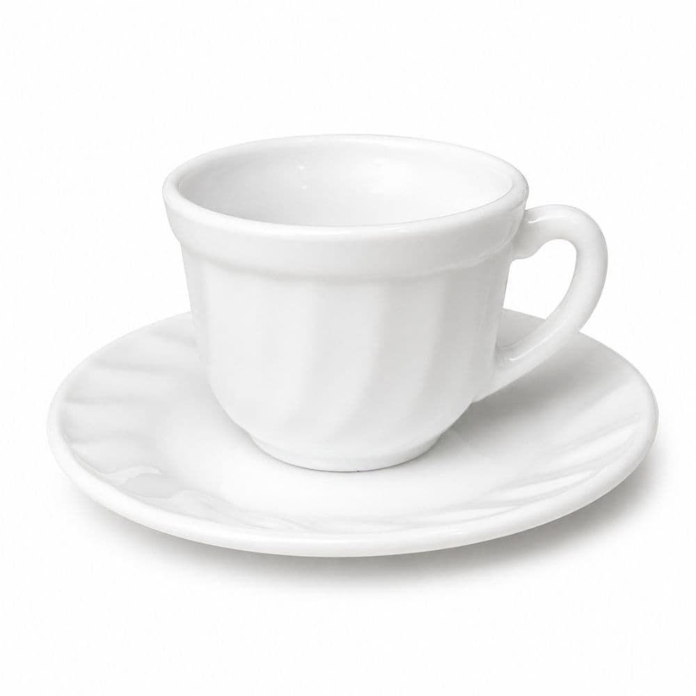 Jogo 6 Xícaras Vidro Opalina Branco com Pires 80ml  Café/Chá