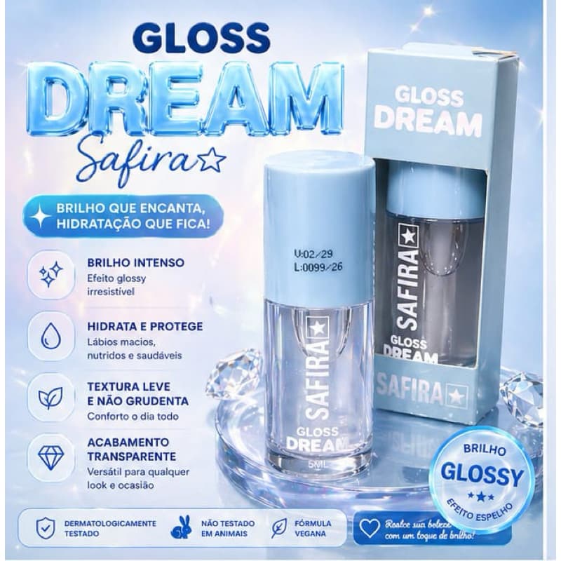 Safira Gloss Dream Brilho Labial