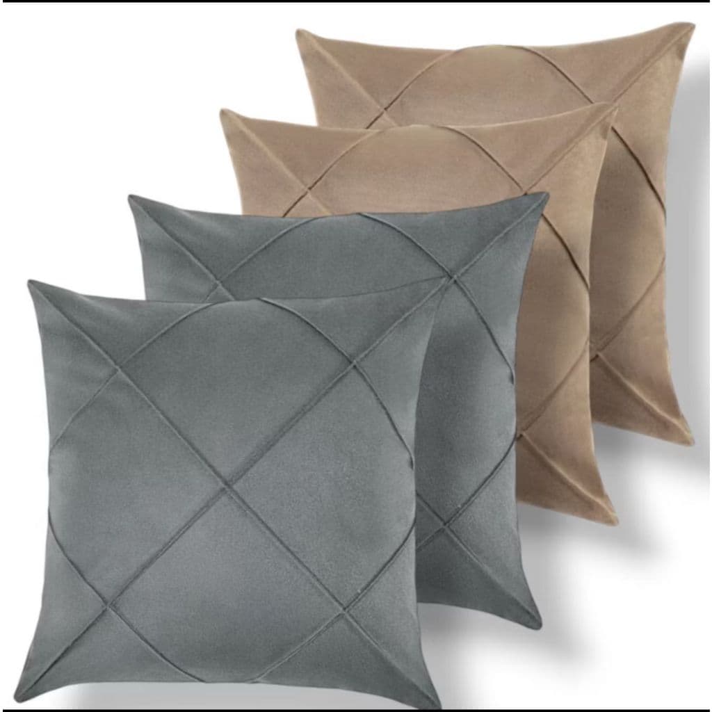 Kit 4Capas de Almofadas Drapeadas Misto de Cores Sued toque Macio e Aveludado luxo