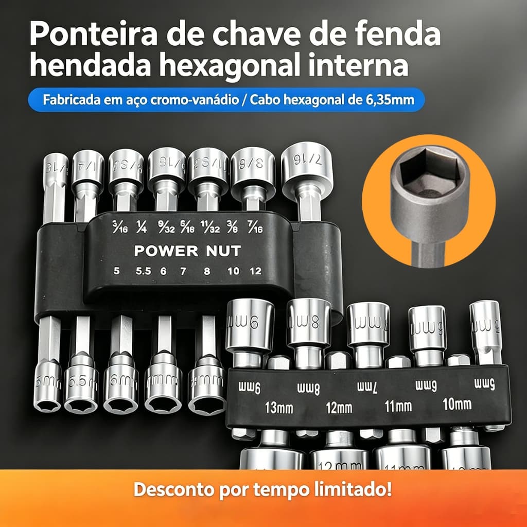 Jogo De Soquete E Bits 14 Peças 13mm 5A Para Parafusadeira Elétrica, Acessório Multifuncional Alta Qualidade