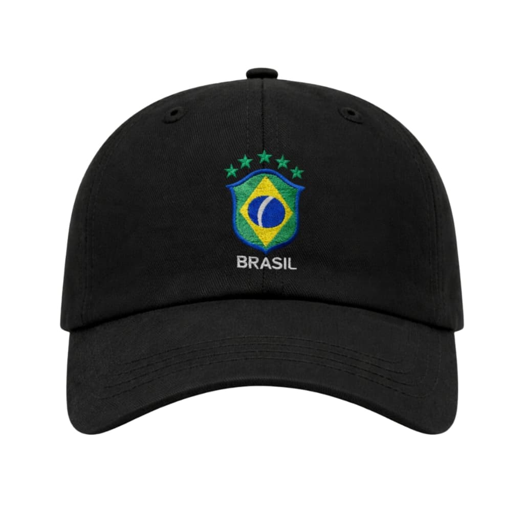 Boné Bordado Aba Curva com Ajuste Relaxado Moderno Confortável Brasil Escudo