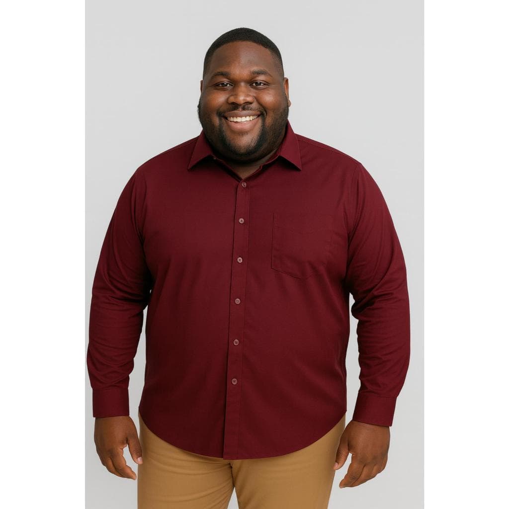 Camisa Social Masculina Plus Size Manga Longa Microfibra - Não Amassa Tamanho 7 ao 12