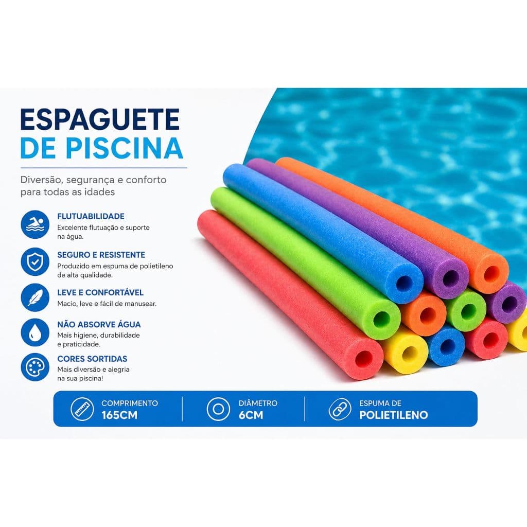 Boia Espaguete Macarrão com Flutuação Confortável para Piscina