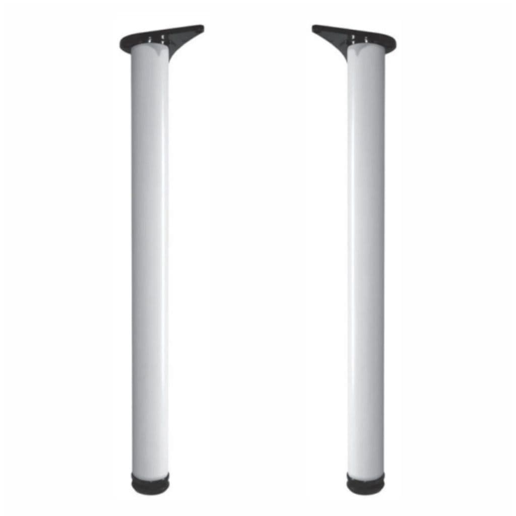 2 Pes De Mesa 73cm Com Regulagem - Branco - Com Parafusos