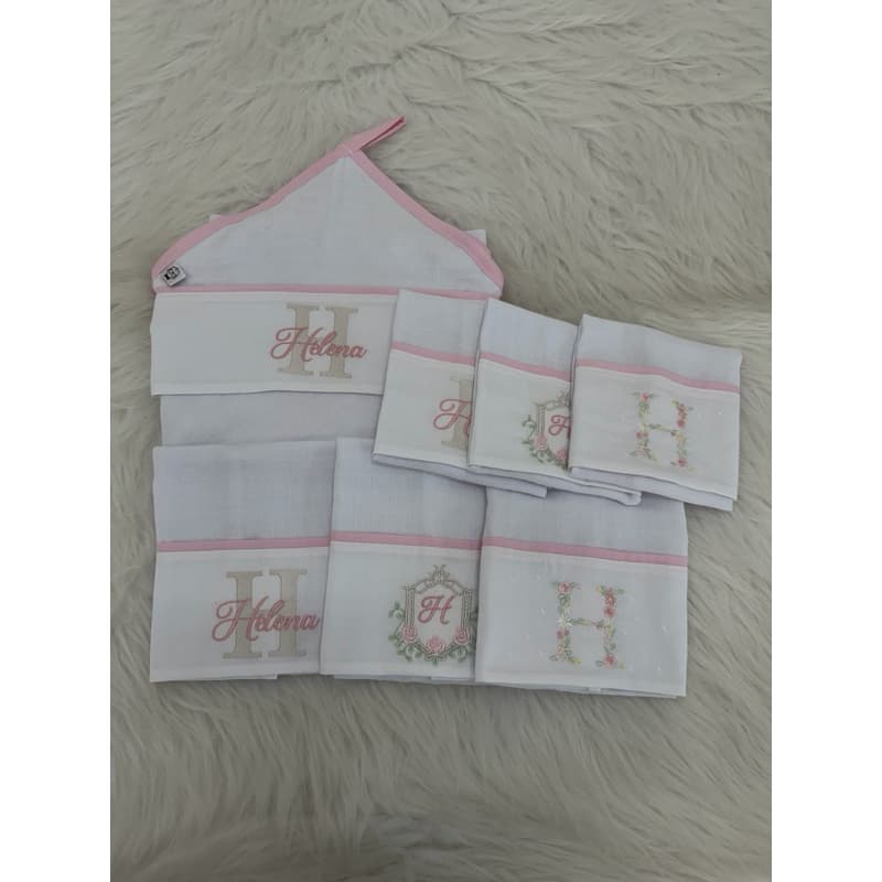 KIT FRALDAS PERSONALIZADAS Helena – PRONTA ENTREGA | BANHO + OMBRO + BOCA