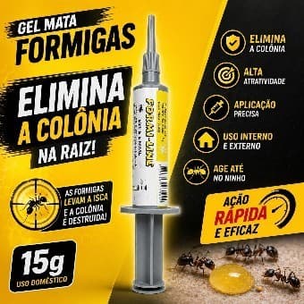 Gel Mata Formiga Profissional 15g Elimina Colônia Completa Seringa Fácil Aplicação