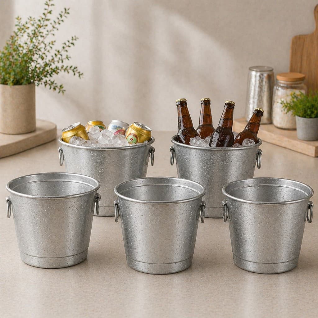 4 Balde Gelo Aluminio 5 Litros Cerveja Bar Resistente Liso