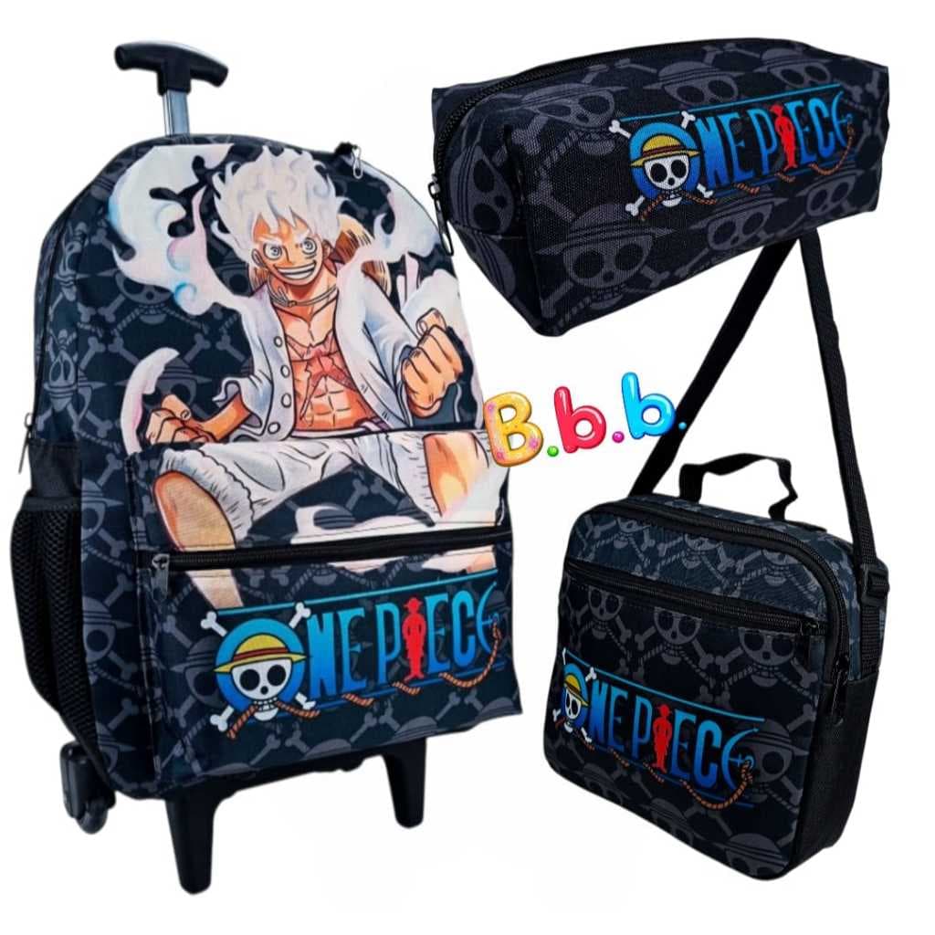 Kit Mochila Rodinha Escolar Infantil Juvenil One Piece + Chaveiro