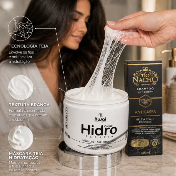 Kit Tio Nacho Anticaspa 415ml + Máscara Hidroplastia 500g | Limpeza e Hidratação