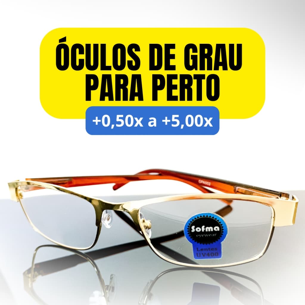 Óculos de Leitura Metálico Retangular Preto com Lente de Grau +0.50 até +5.00 Óculos Pronto para Vista Cansada Leitura