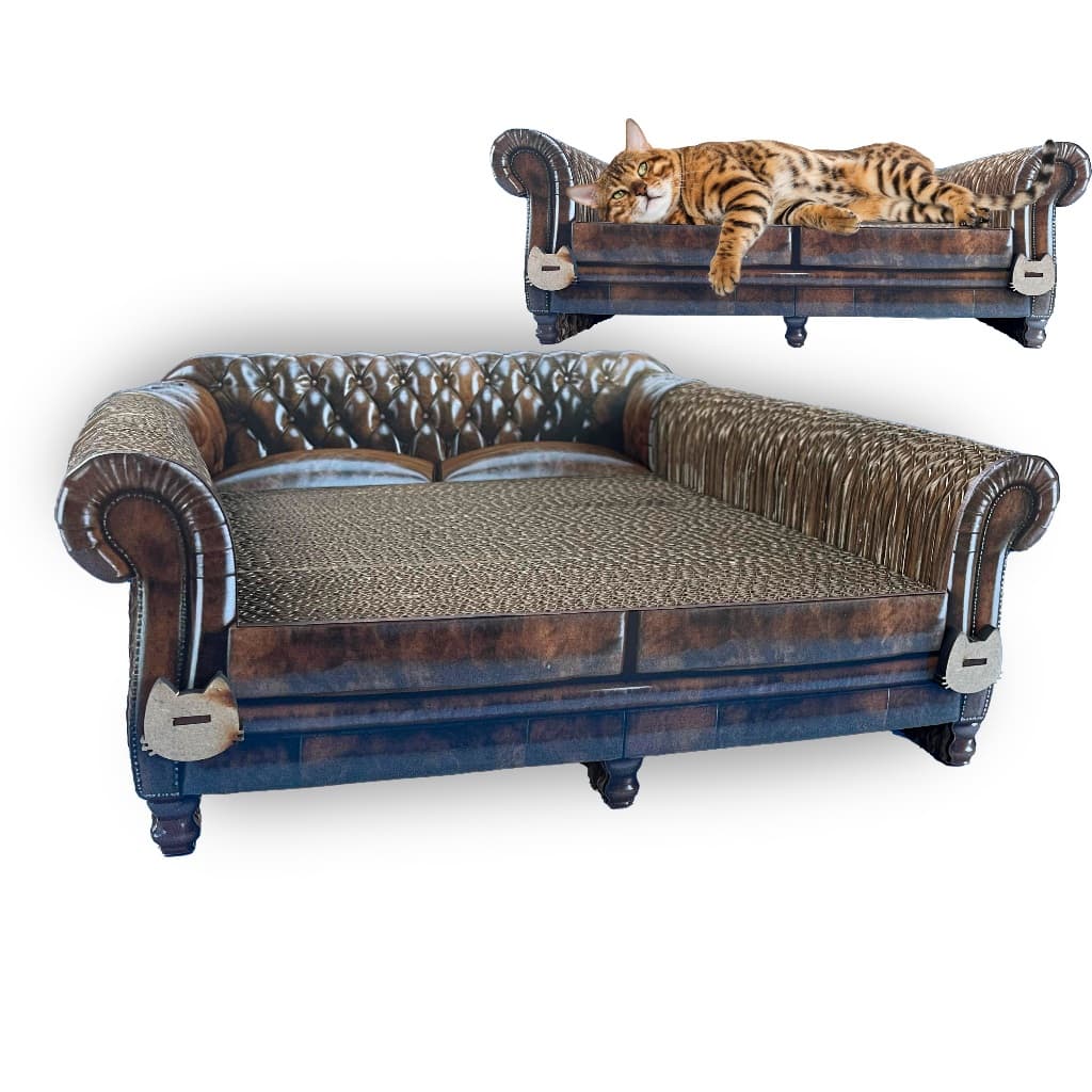 Arranhador sofa Marrom Chesterfield para gatos Luxo exclusivo