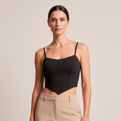 Cropped Feminino Corset  alcinha Ribana com Bojo Moda blogueira 2026