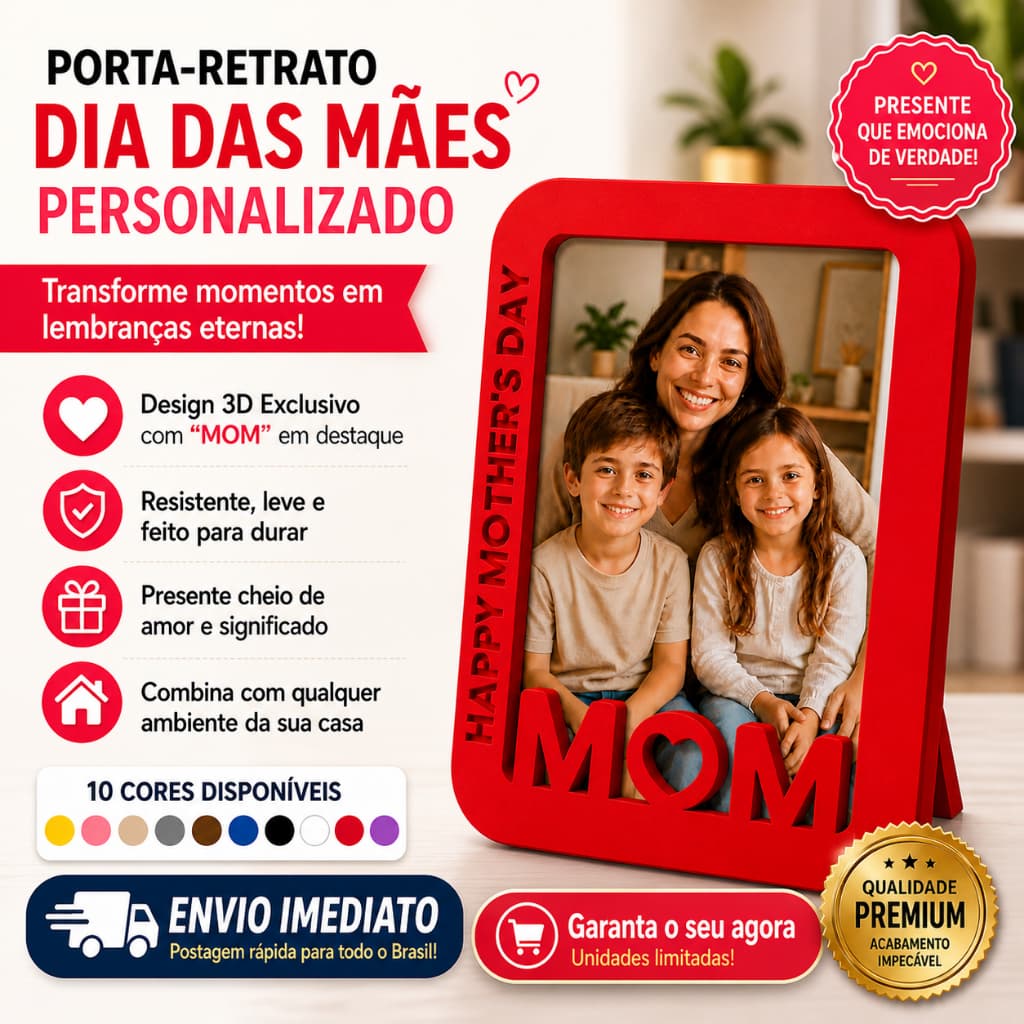 Porta Retrato Dia das Mães Personalizado Presente Emocionante para Mãe Foto Família Decoração | Presente em 3D Exclusivo