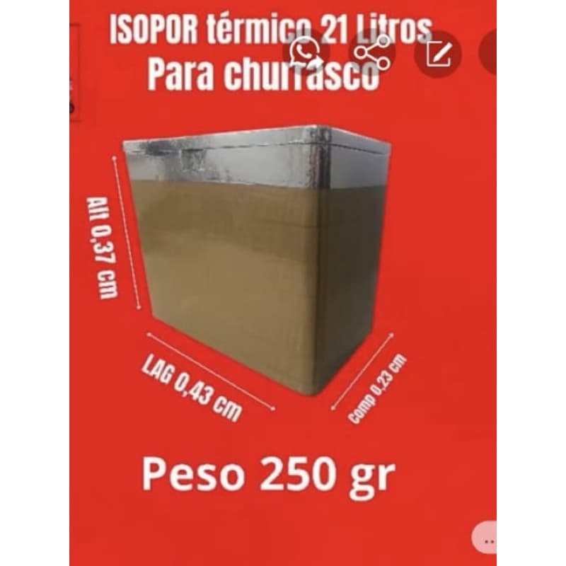 Caixa de isopor 21 litros laminada por dentro e forrada por fora