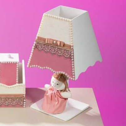 Kit Higiene Bebé Abajur MDF Modelo Renda Liso Variados