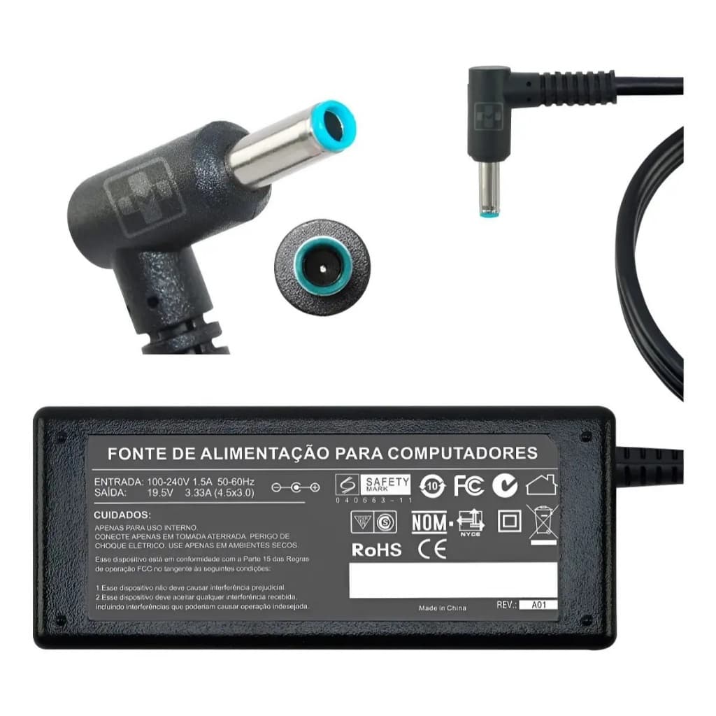 Fonte Carregador Para Hp Probook 455 G3 19,5v 3.33a 65w 761