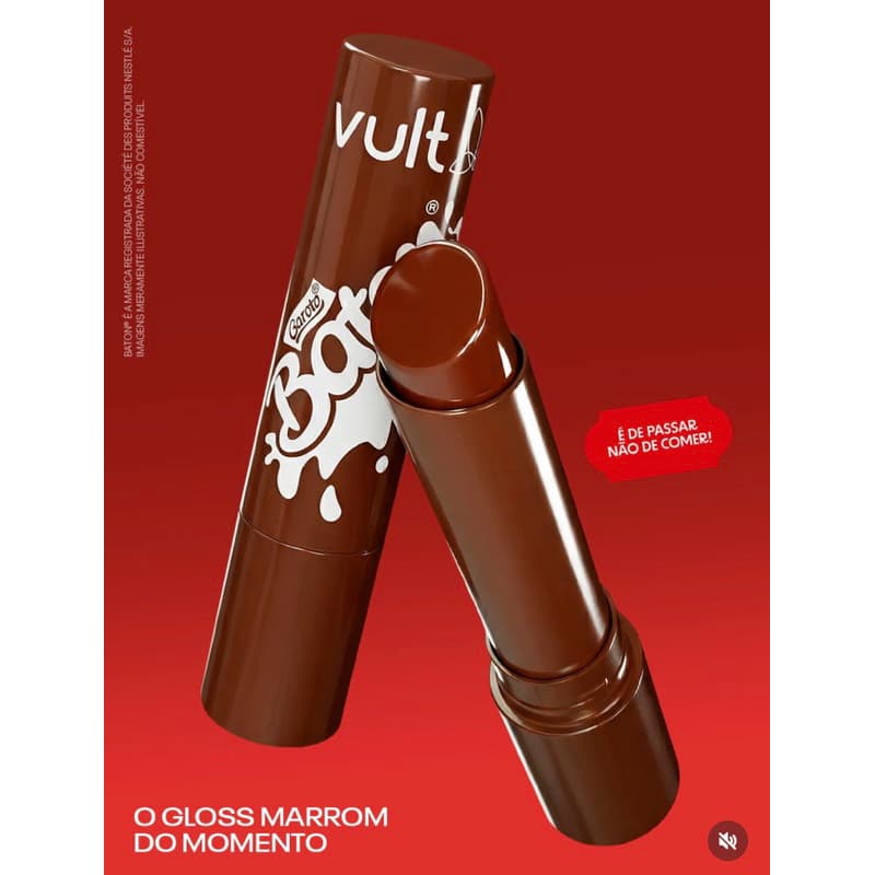 Gloss Labial Vult + Batom Garoto Stick 2g Hidratante Brilho Intenso Cheirinho Doce