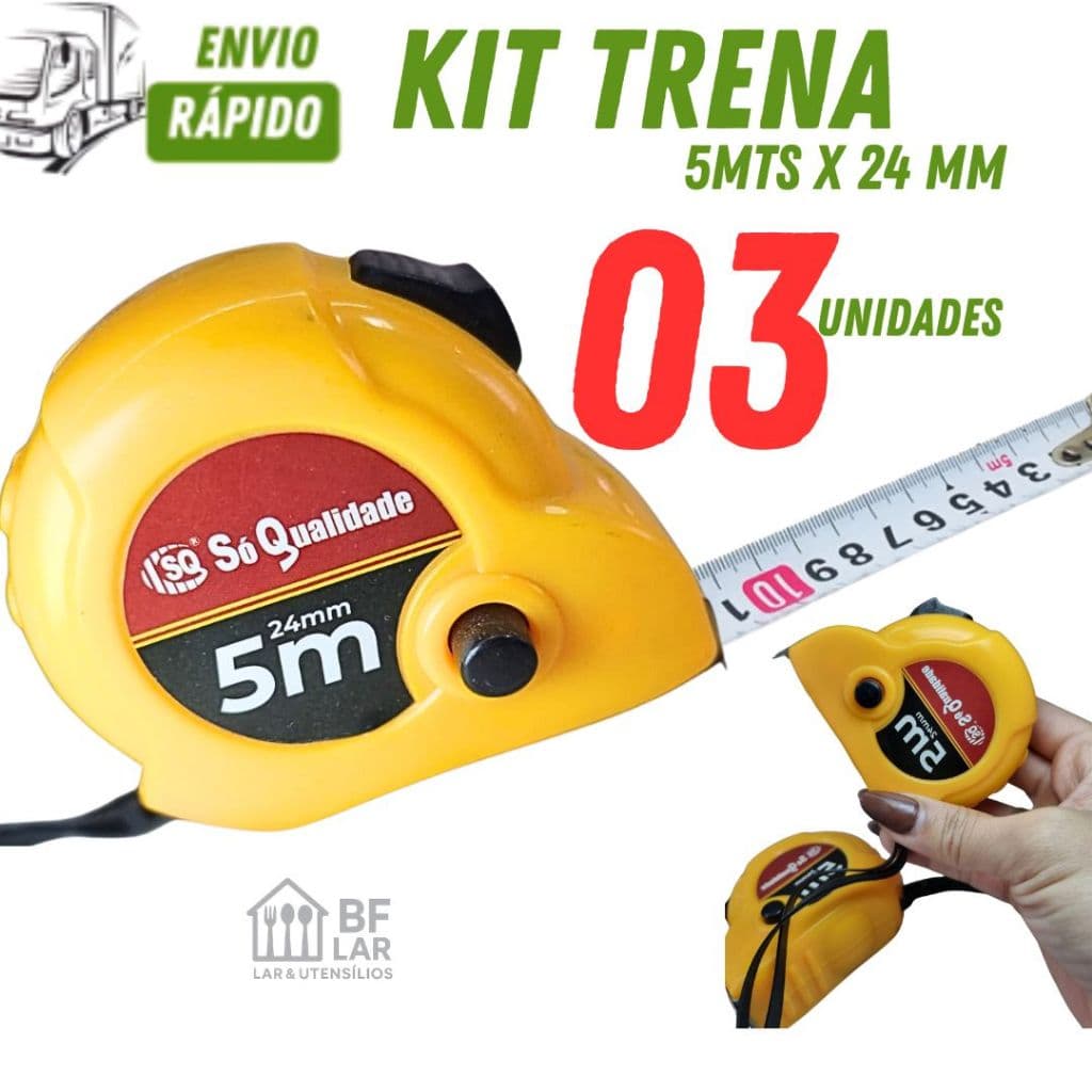 Trenas de 5m com Trava e Freio de 25cm Pacote com 03/02/01 Unidades Para Construção Casa e Trabalhos