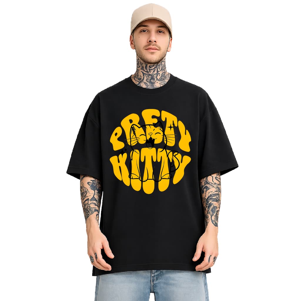 Camiseta Oversized Unissex 606 - Ready To Play Gato Estampa Impactante Conforto e Estilo
