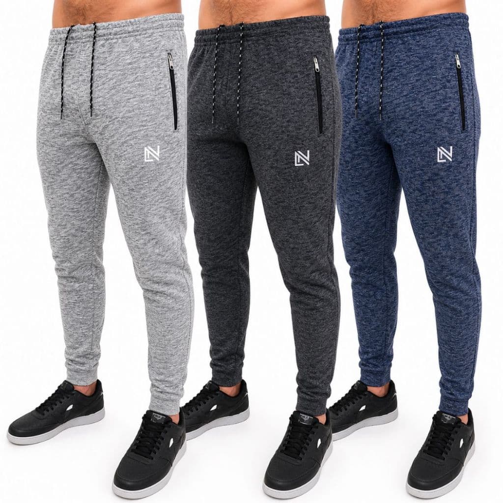 Kit 3 ou 2  Calças de Moletom Masculina Flanelada C/Zíper e Bolso Rajada