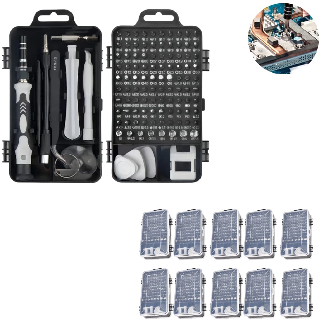 10 Kit Chave Precisão 115 em 1 Ferramentas Reparo Celular Notebook Eletrônicos