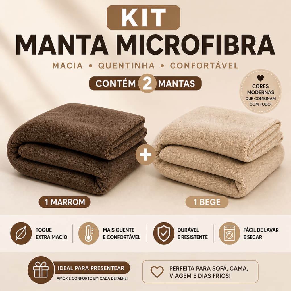 Kit 2 Mantas Fleece Queen 2,60x2,40 Quente e Macia Alta Qualidade