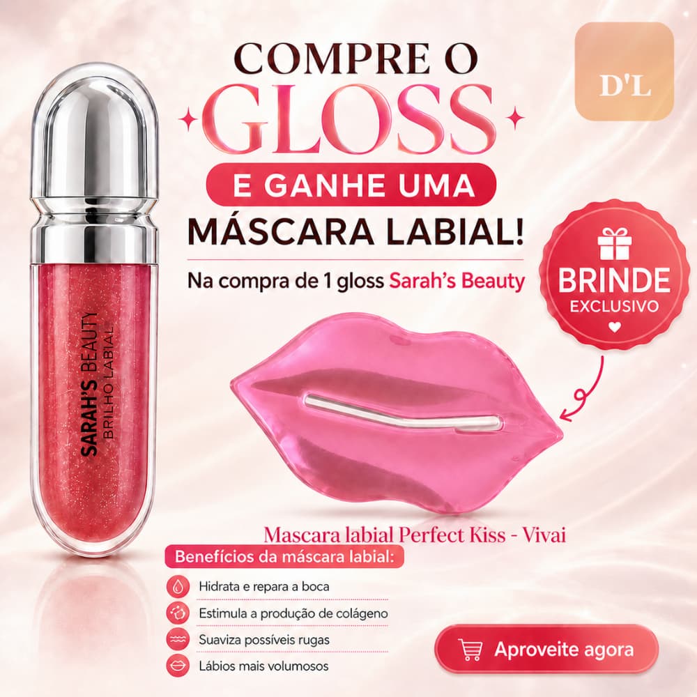 Lip Gloss Brilho Espelhado -  6 Cores + Brinde Exclusivo - Máscara Labial hidratante viral