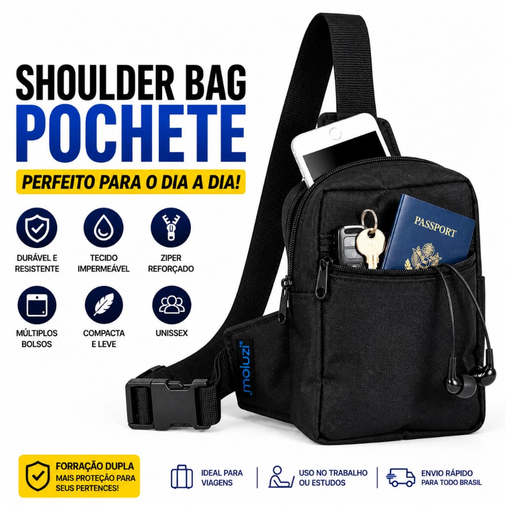 Bolsa Mochila Pochete Motoqueiro Transversal Masculino Chest Bags De Ombro Impermeável