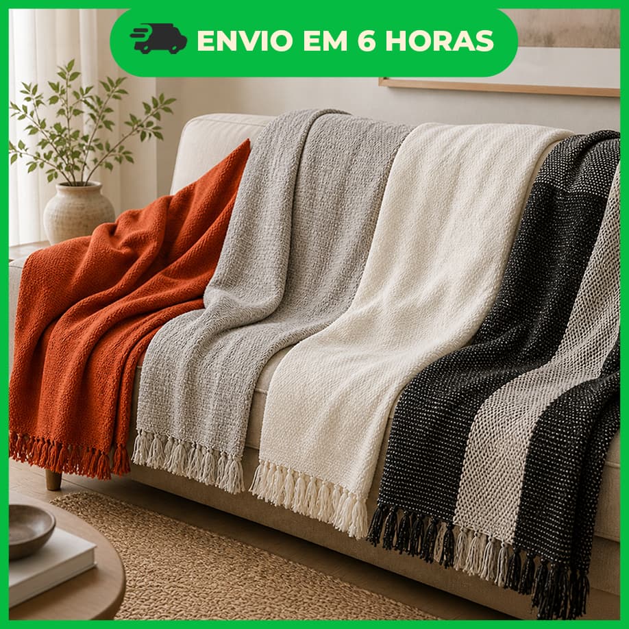 Manta Solteirão para sofá e cama decorativa - 2,20 x 1,50