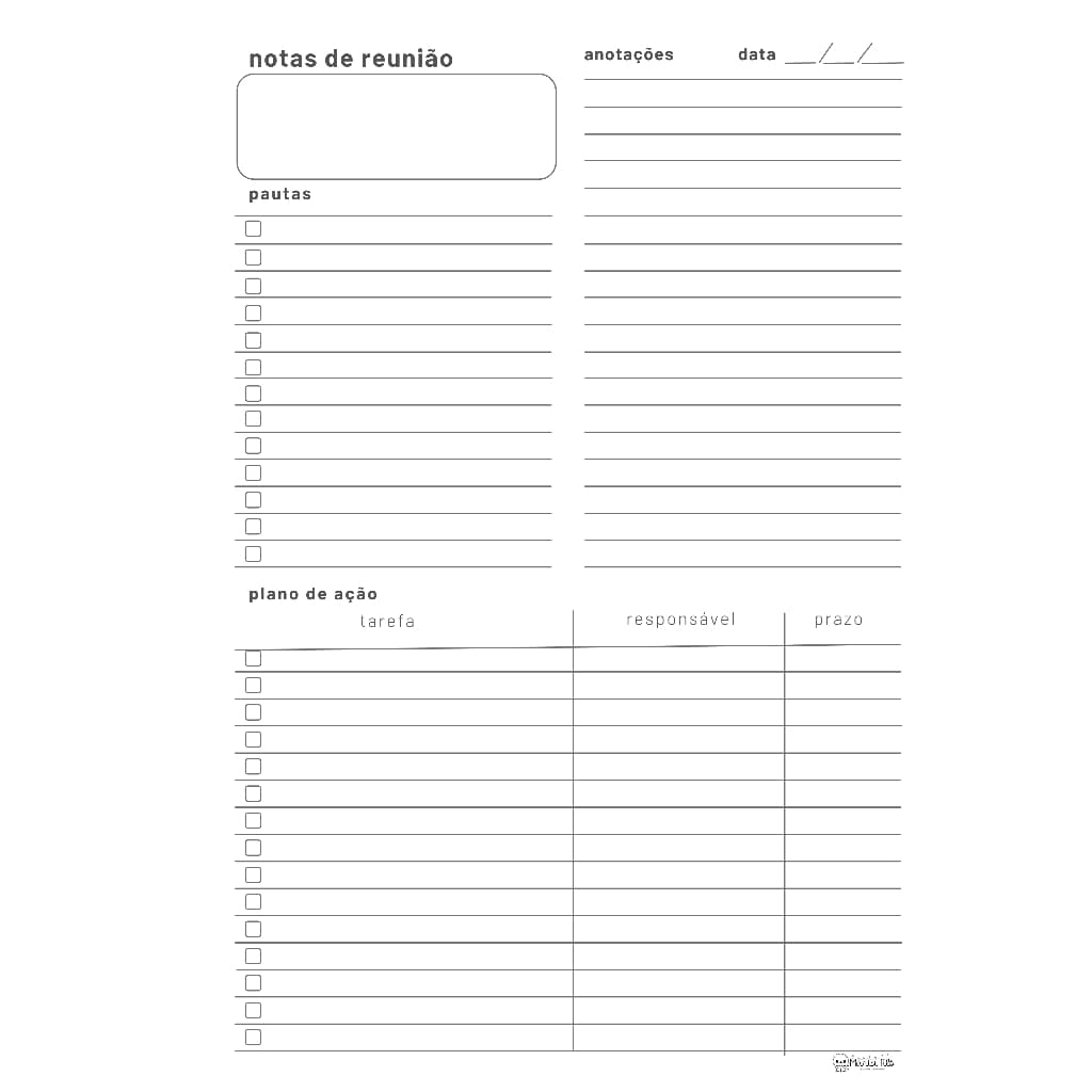 Refil de Notas de Reunião